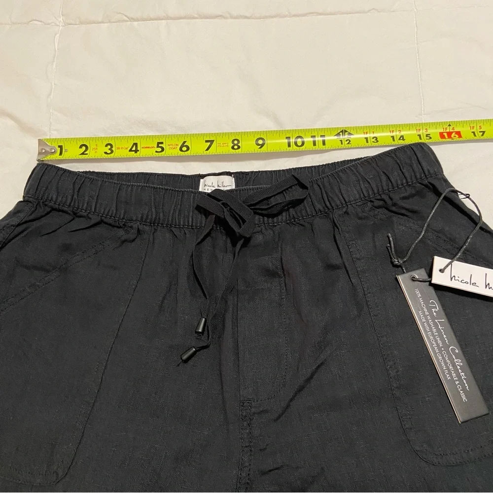 Nicole Miller Black Linen Cargo Pants - Picture 4 of 9